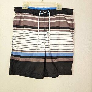 Goodfellow Men's Vertical Striped Casual Swim Trunks Size L